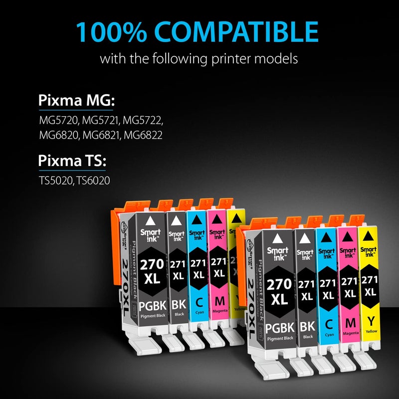 Smart Ink Compatible Ink Cartridge Replacement for Canon PGI 270 XL CLI 271 XL PGI-270XL CLI-271XL 10 Pack to use with MG7720 TS9020 MG6821 TS6020 MG6820 MG5720 TS8020 MG5722 TS5020 (PGBK & BK/C/M/Y) - Image 3